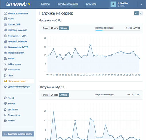 Скриншот (снимок экрана) Timeweb