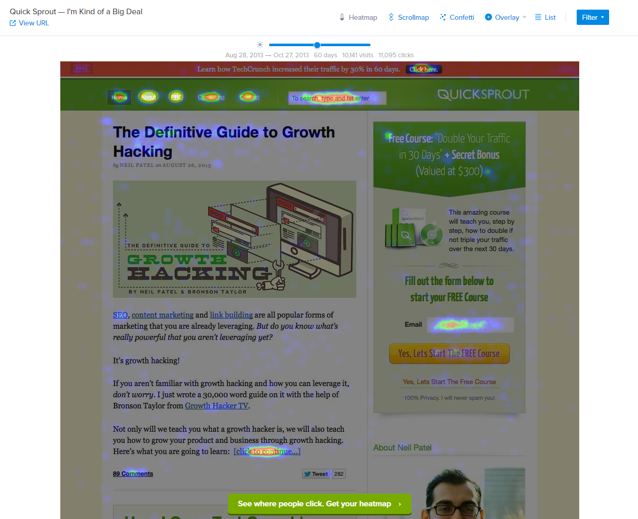 Скриншот (снимок экрана) Crazy Egg