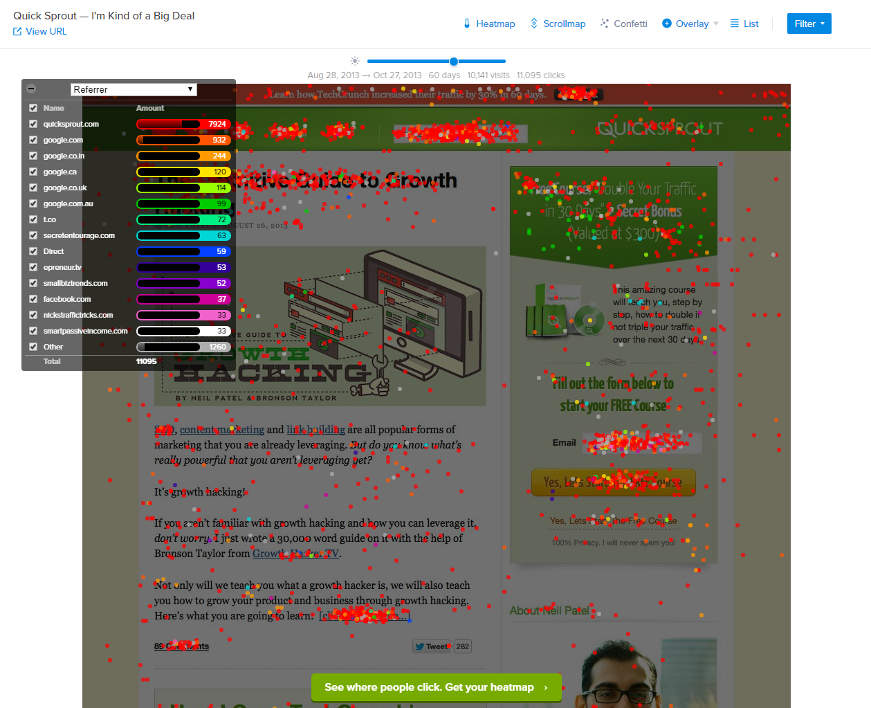 Скриншот (снимок экрана) Crazy Egg