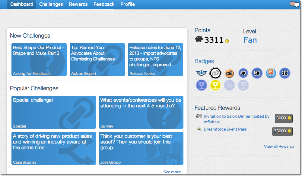 Скриншот (снимок экрана) Influitive AdvocateHub
