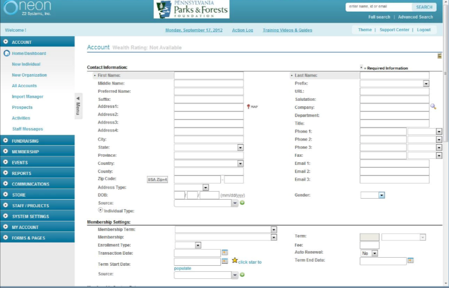Скриншот (снимок экрана) NeonCRM