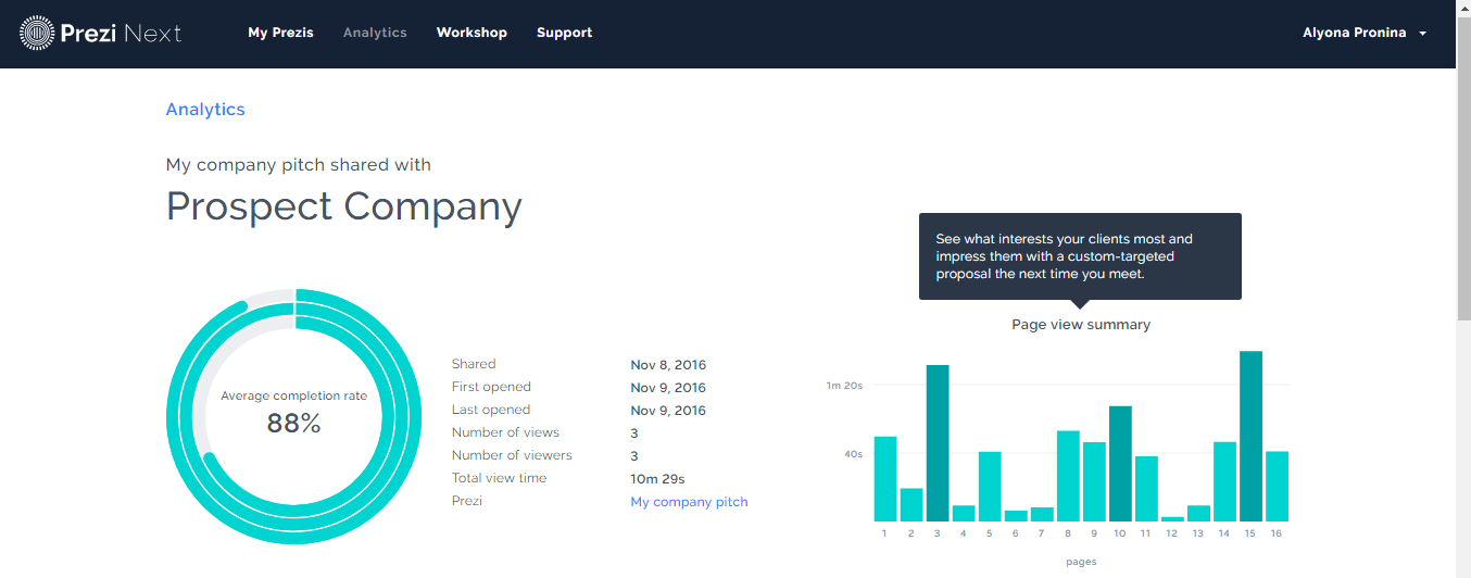 Скриншот (снимок экрана) Prezi