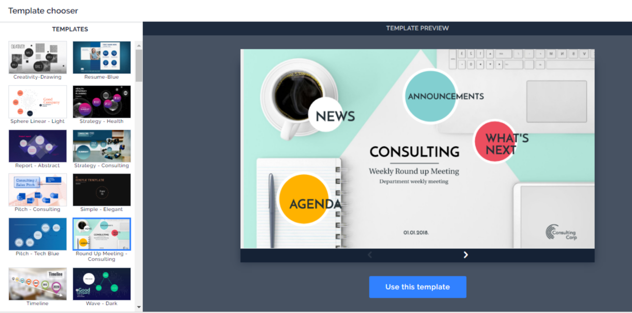 Скриншот (снимок экрана) Prezi