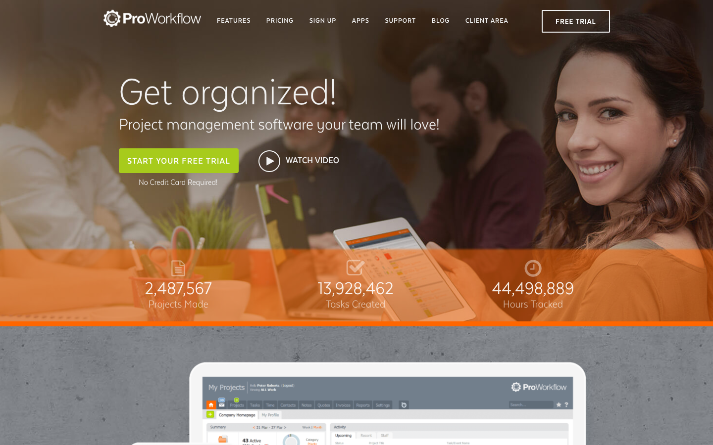 Скриншот (снимок экрана) ProWorkflow