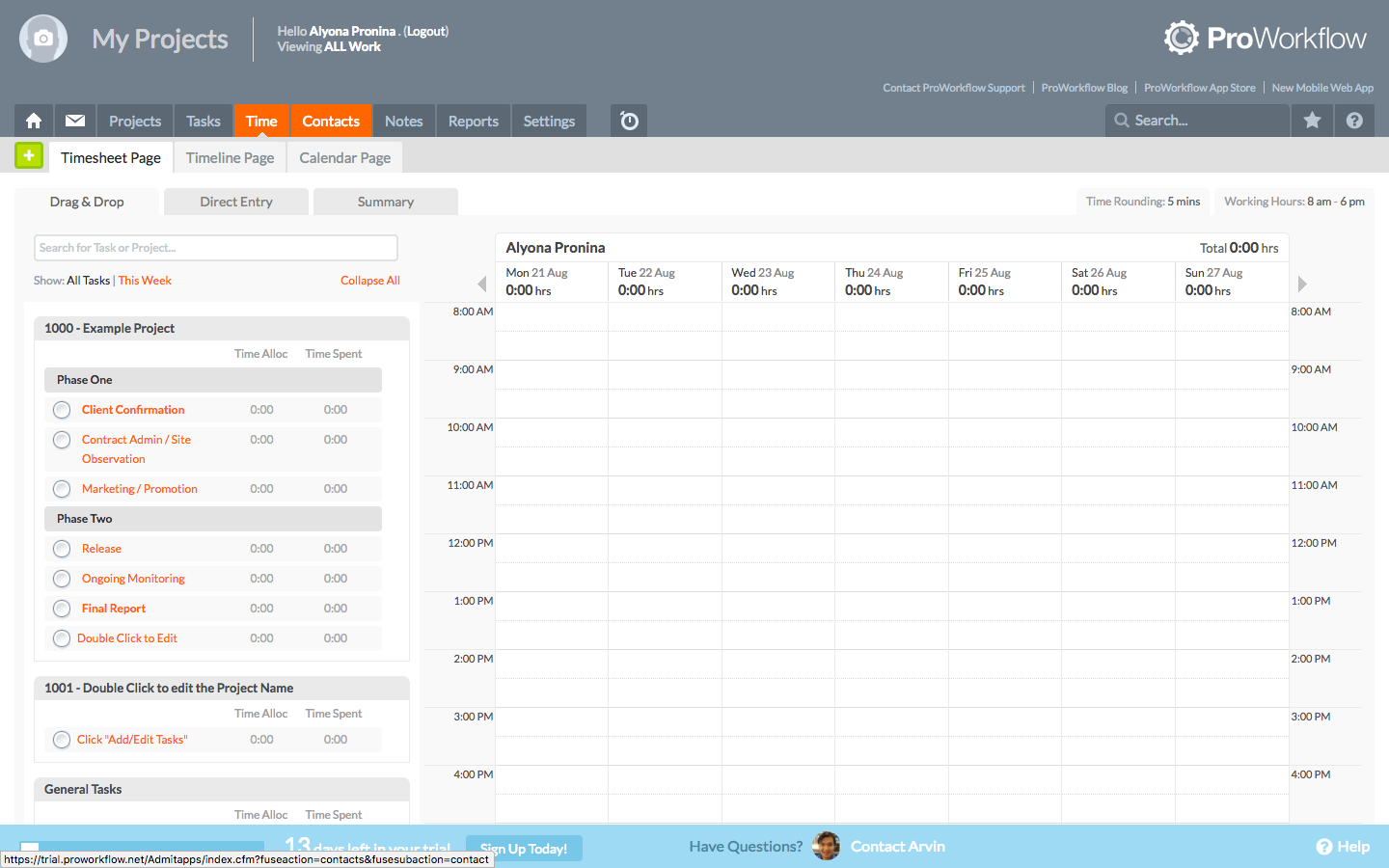 Скриншот (снимок экрана) ProWorkflow