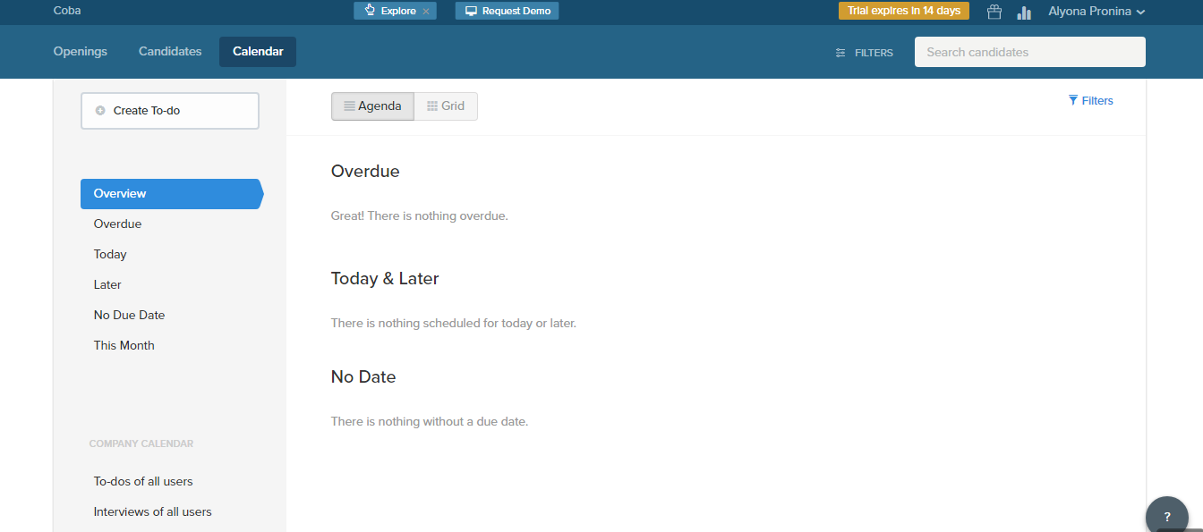 Скриншот (снимок экрана) Recruiterbox