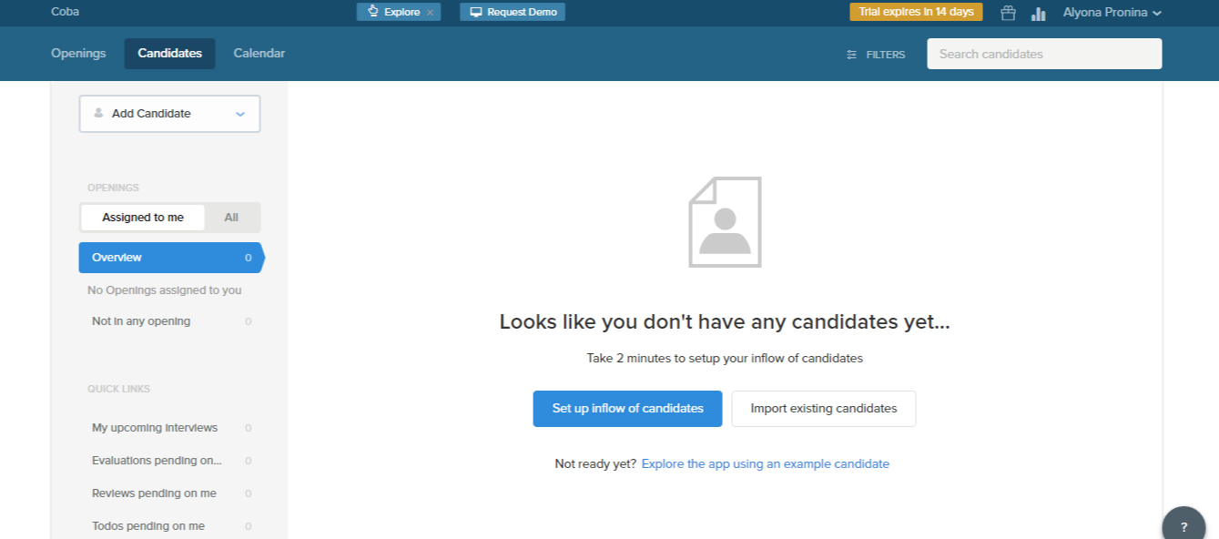 Скриншот (снимок экрана) Recruiterbox