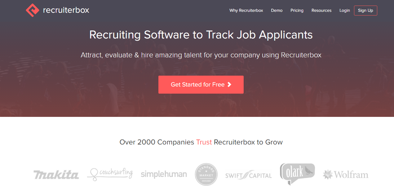 Скриншот (снимок экрана) Recruiterbox