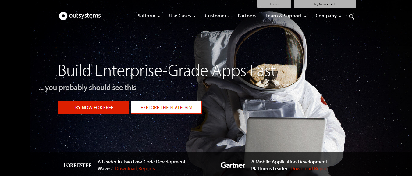 Скриншот (снимок экрана) OutSystems