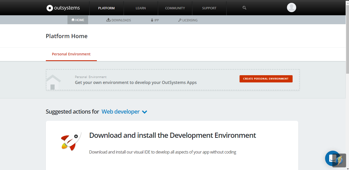 Скриншот (снимок экрана) OutSystems