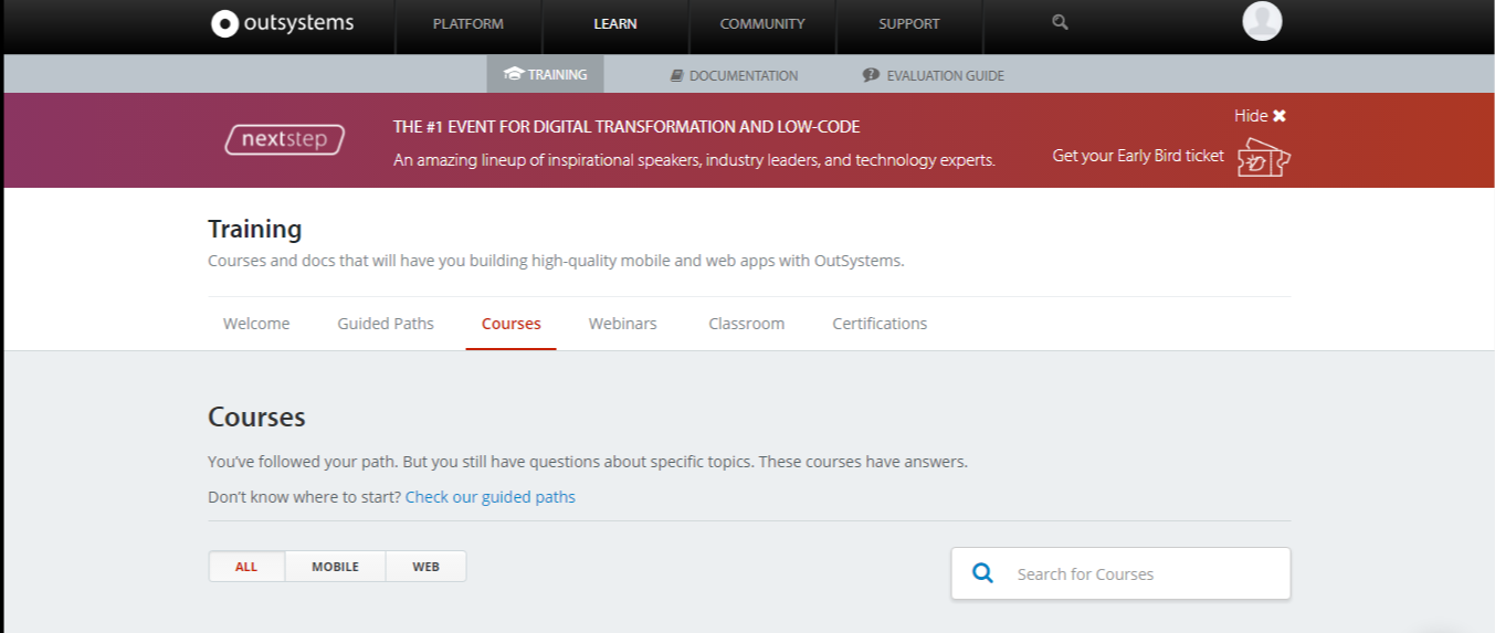 Скриншот (снимок экрана) OutSystems