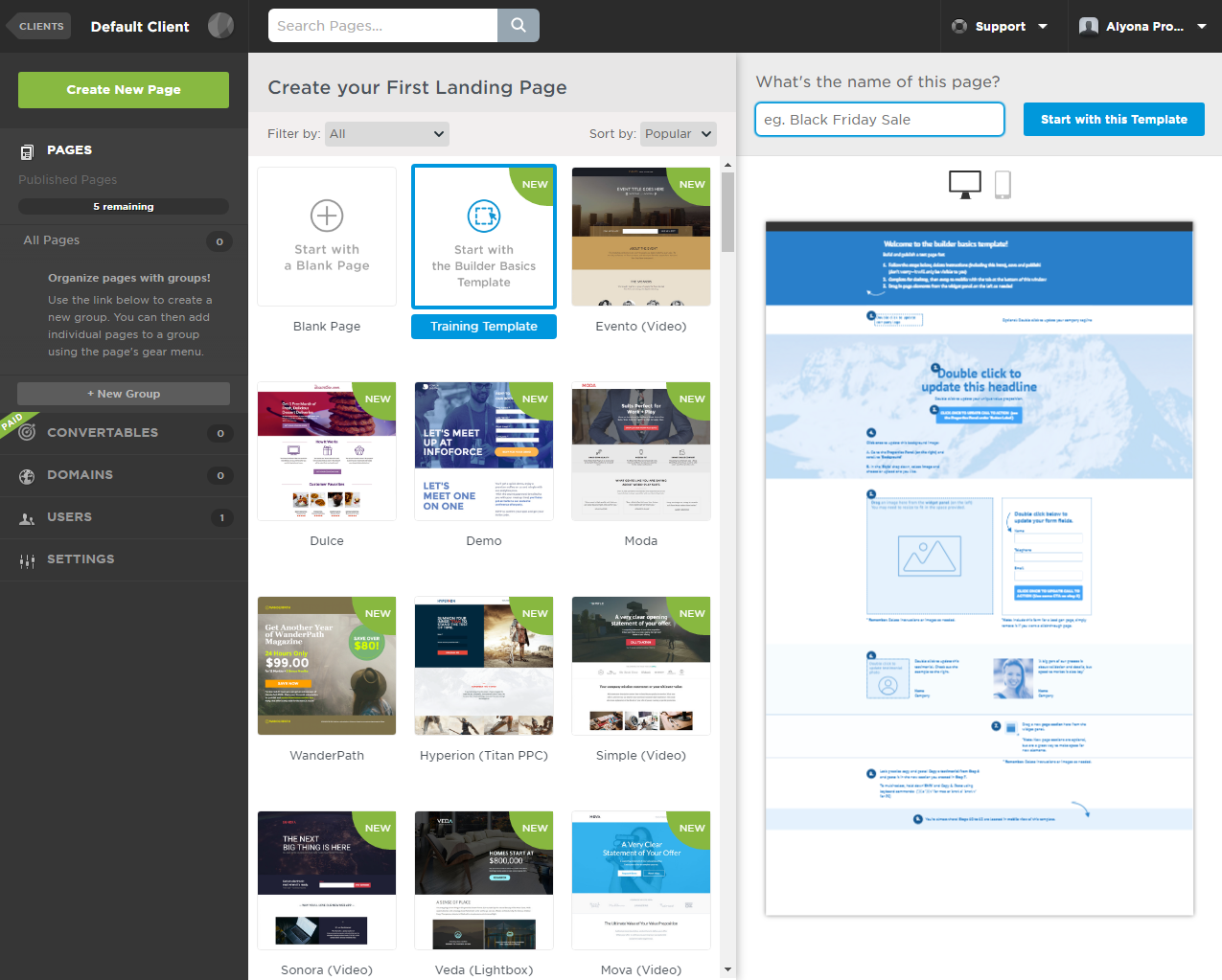Скриншот (снимок экрана) Unbounce