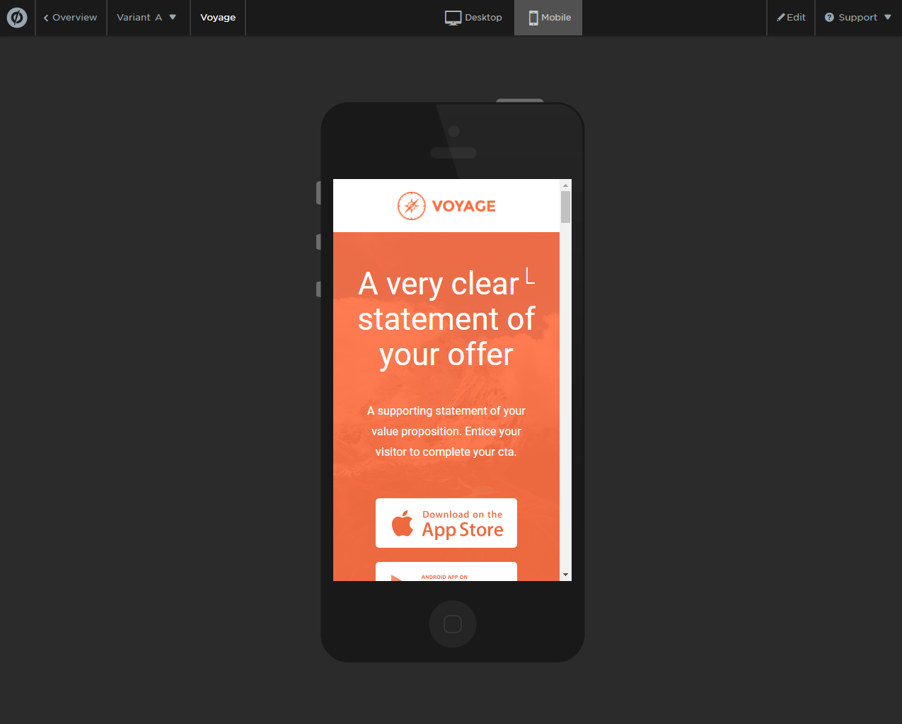 Скриншот (снимок экрана) Unbounce