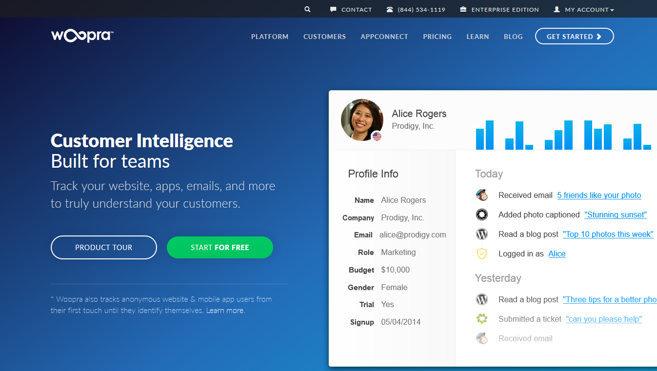 Скриншот (снимок экрана) Woopra