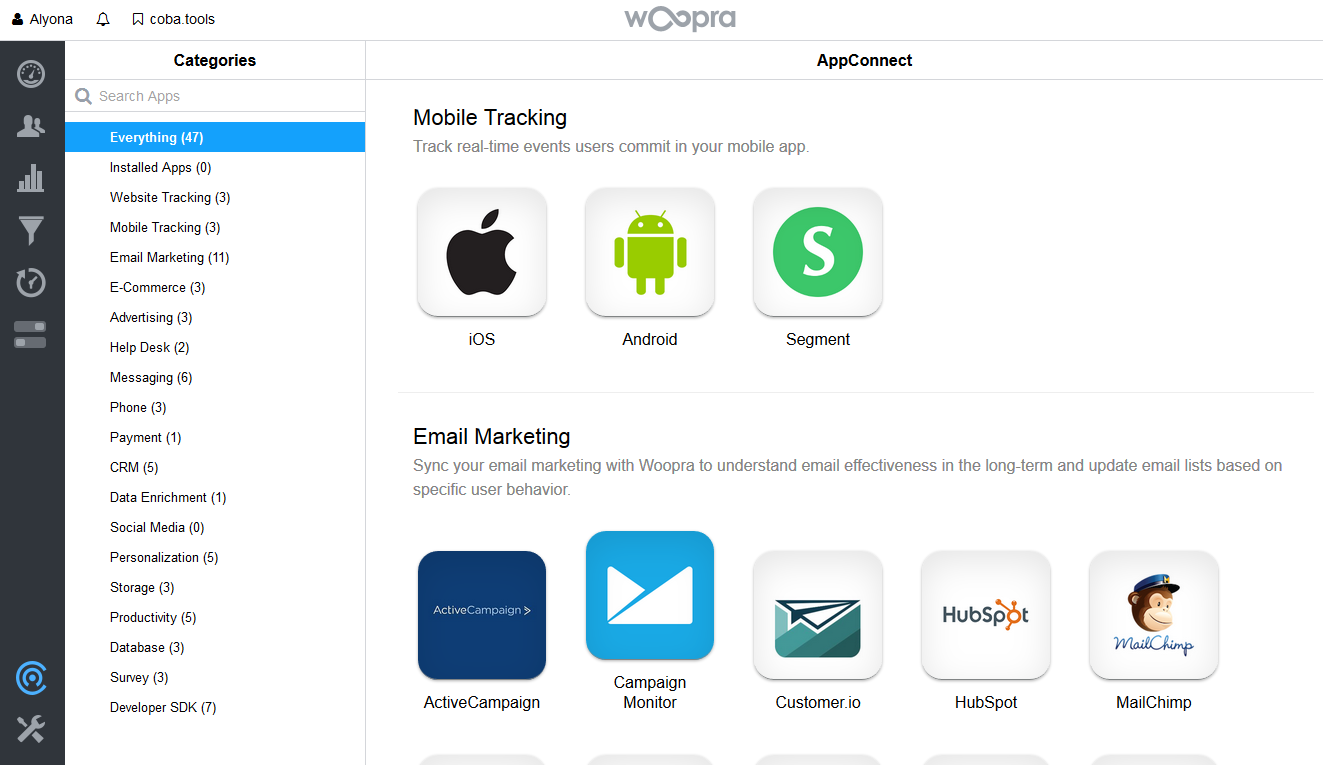 Скриншот (снимок экрана) Woopra