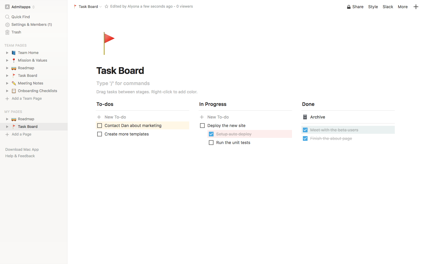 Скриншот (снимок экрана) Notion
