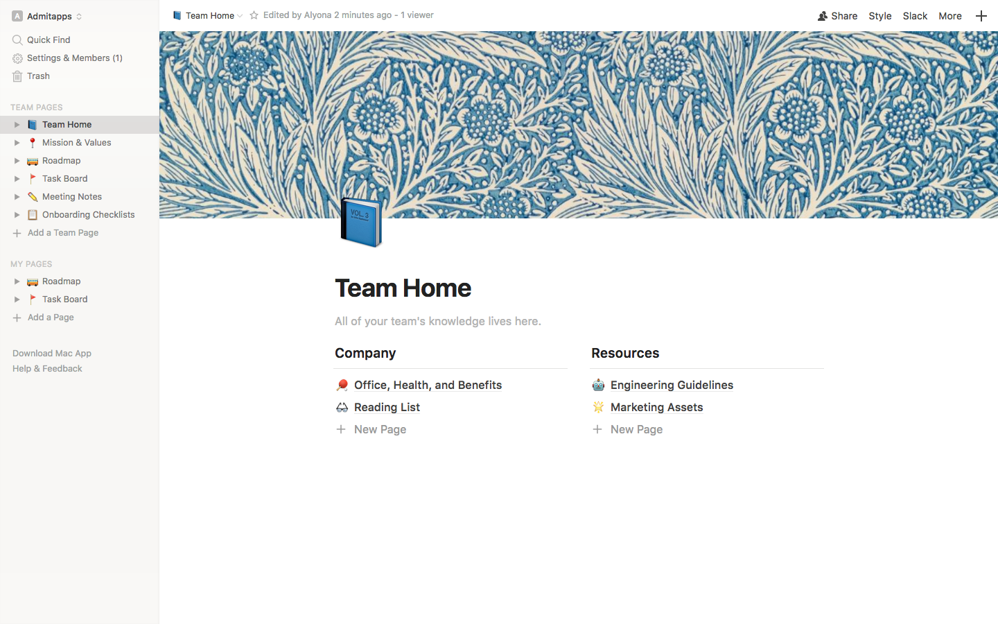 Скриншот (снимок экрана) Notion