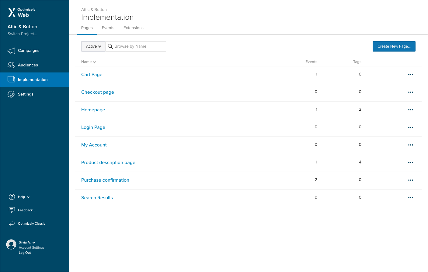 Скриншот (снимок экрана) Optimizely