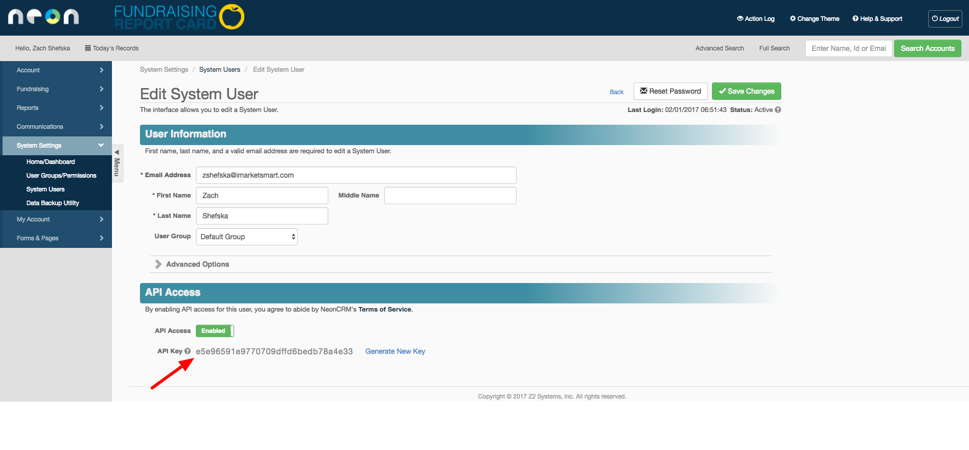 Скриншот (снимок экрана) NeonCRM