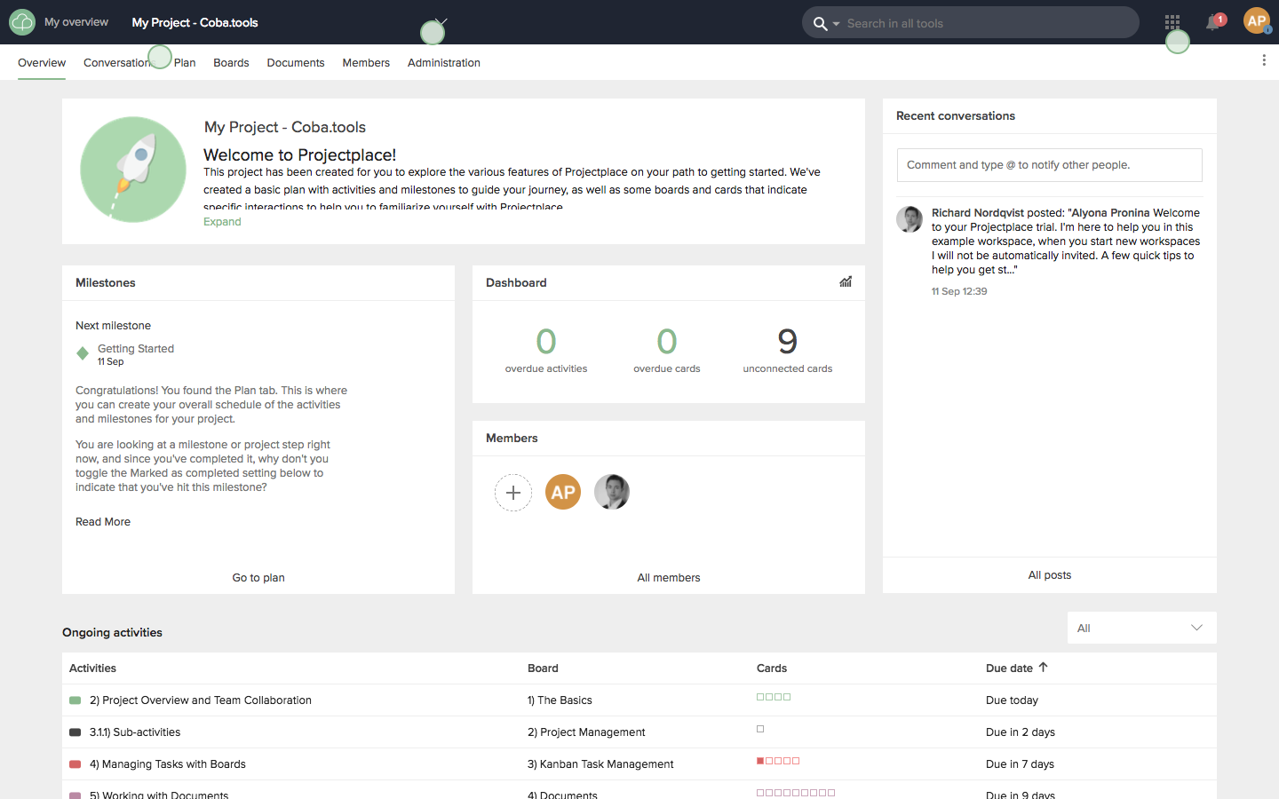 Скриншот (снимок экрана) ToDo by Projectplace