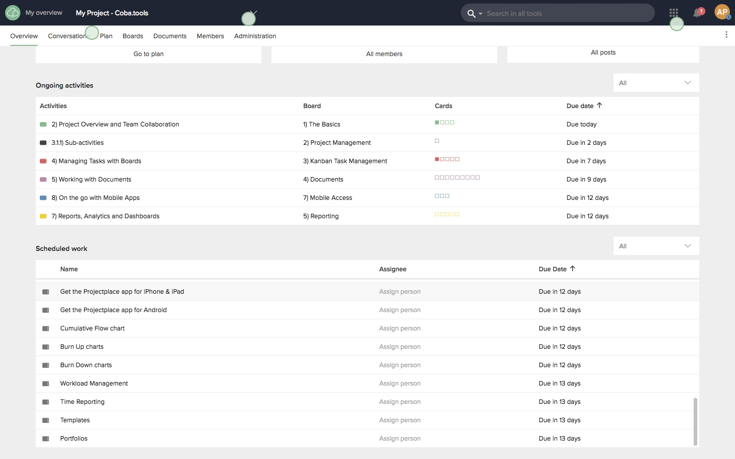 Скриншот (снимок экрана) ToDo by Projectplace
