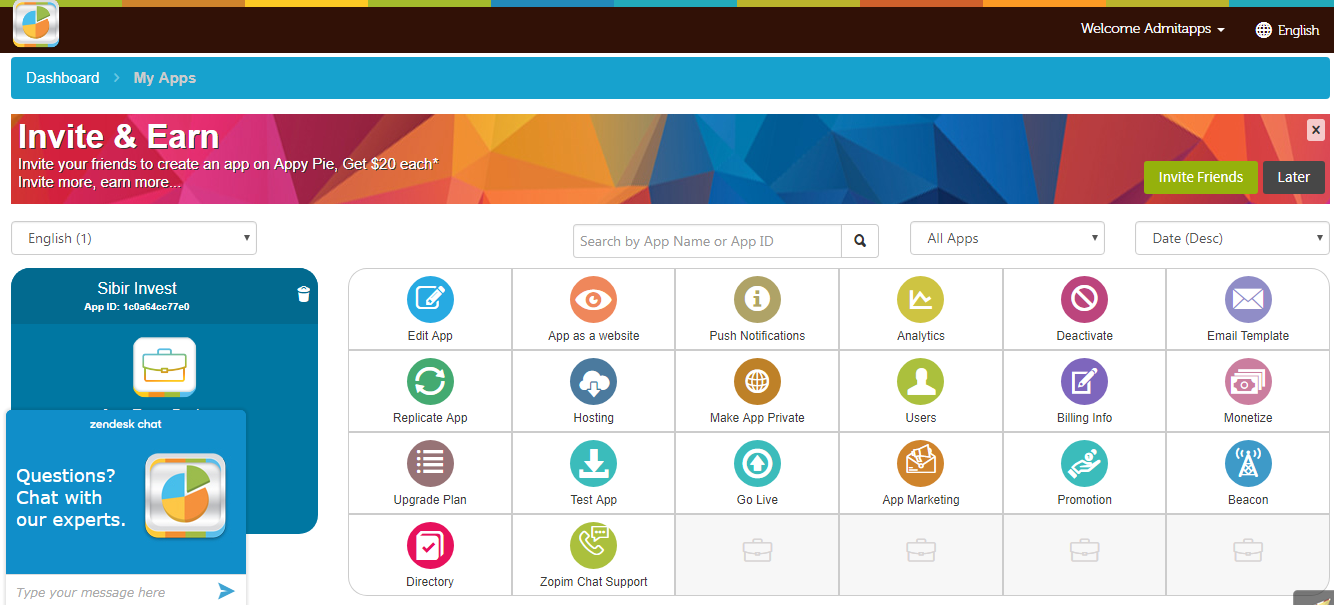 Скриншот (снимок экрана) Appy Pie