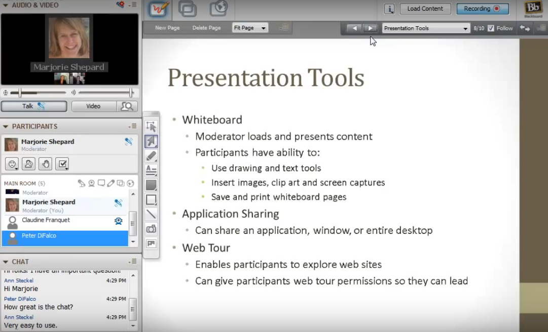 Скриншот (снимок экрана) Blackboard Collaborate