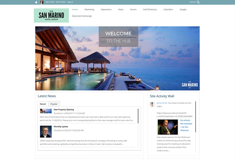 Скриншот (снимок экрана) MyHub Intranet