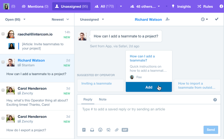 Скриншот (снимок экрана) Intercom
