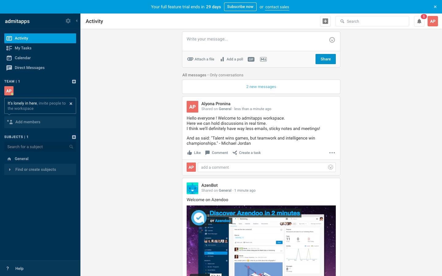 Скриншот (снимок экрана) Azendoo