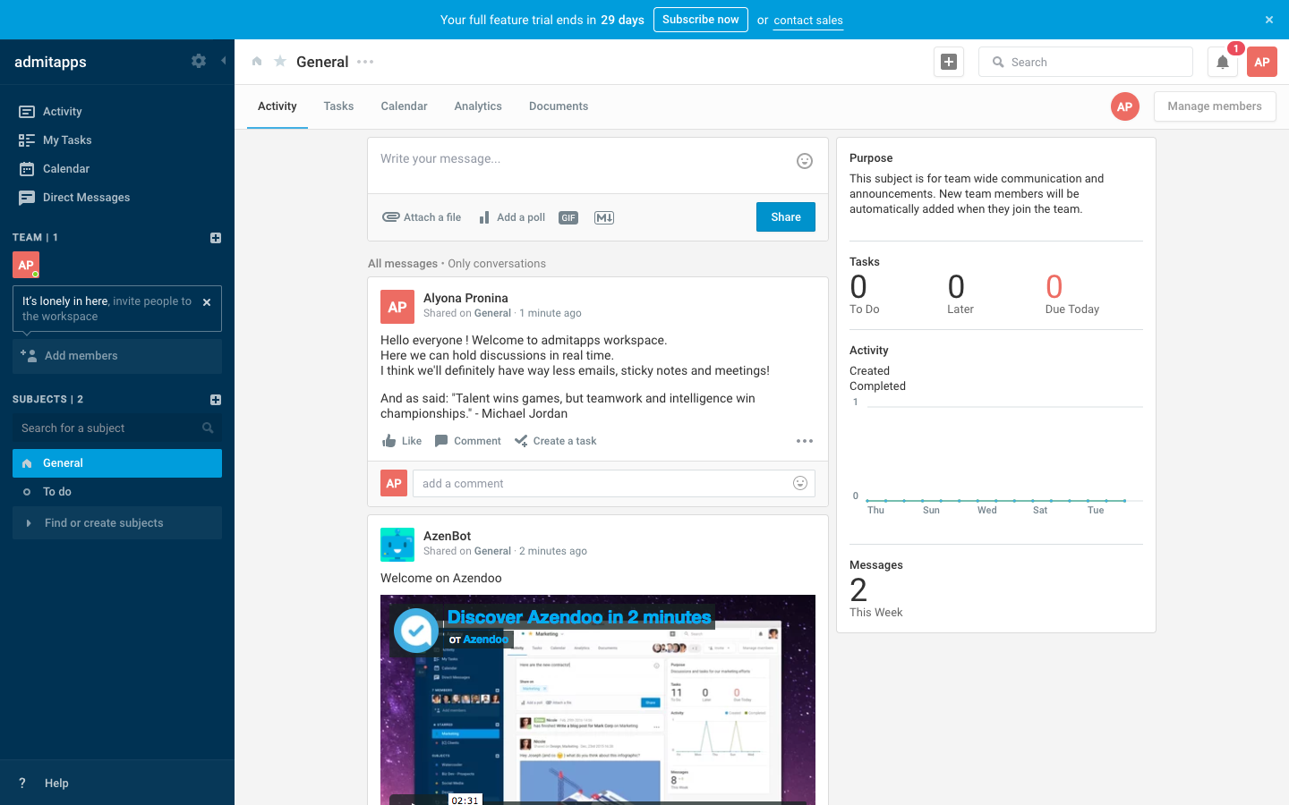 Скриншот (снимок экрана) Azendoo
