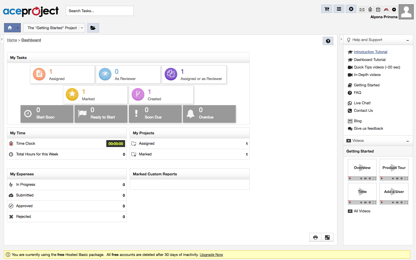 Скриншот (снимок экрана) AceProject