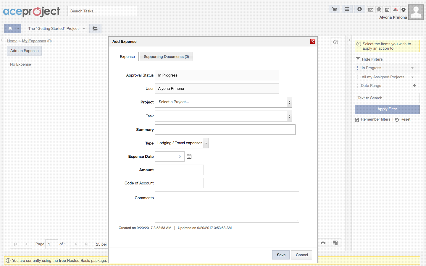 Скриншот (снимок экрана) AceProject