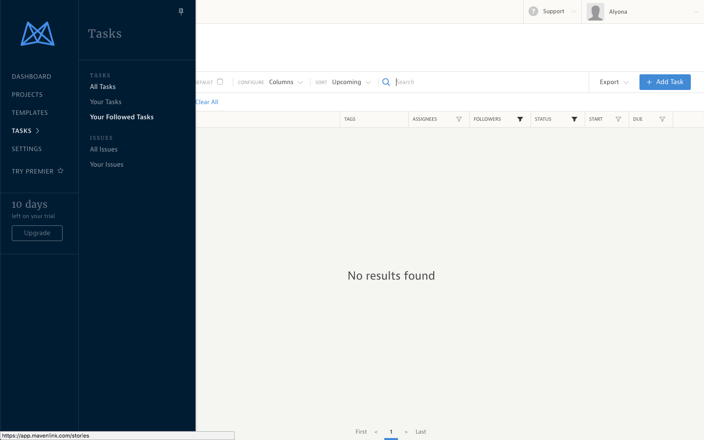 Скриншот (снимок экрана) Mavenlink