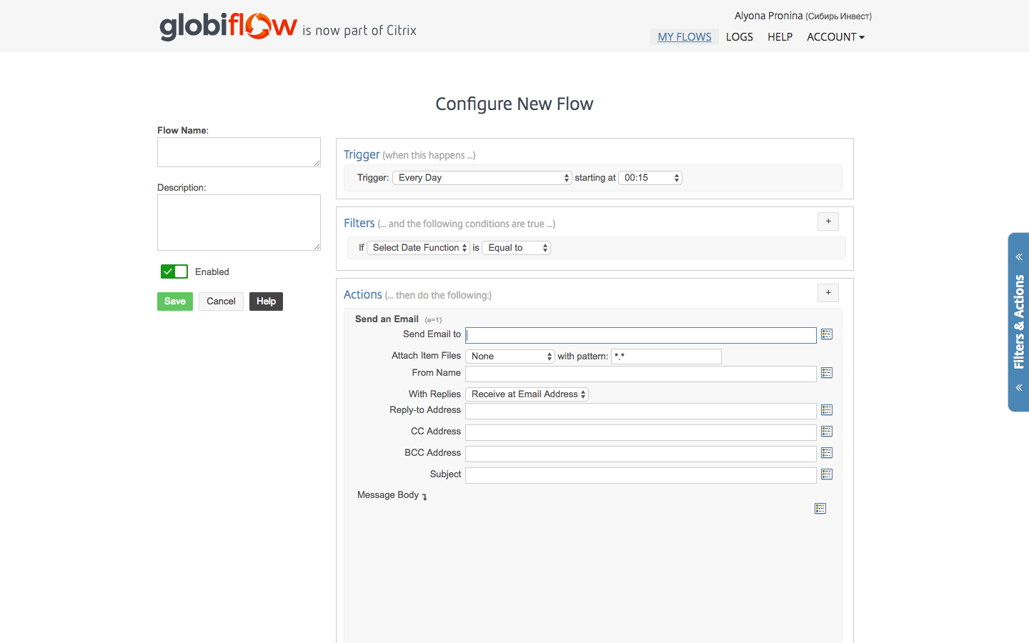 Скриншот (снимок экрана) GlobiFlow for Podio