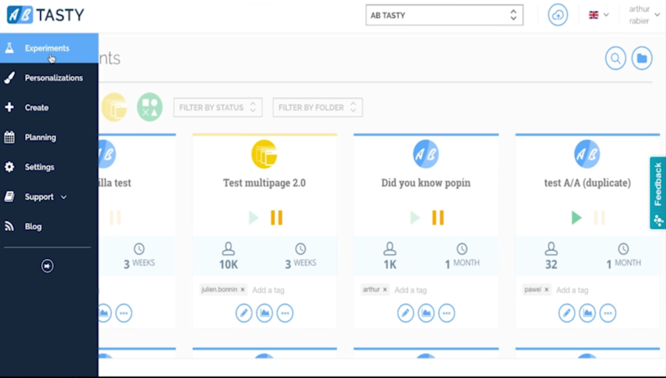 Скриншот (снимок экрана) ABTasty