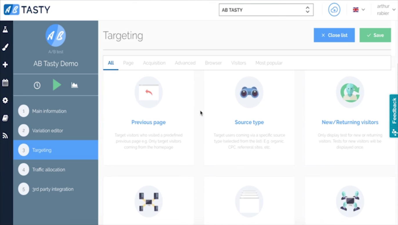 Скриншот (снимок экрана) ABTasty