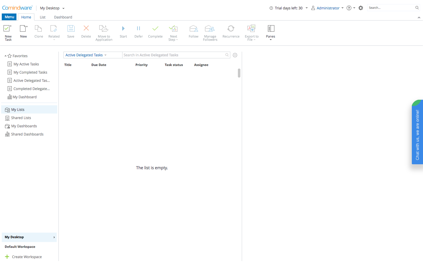 Скриншот (снимок экрана) Comindware Tracker