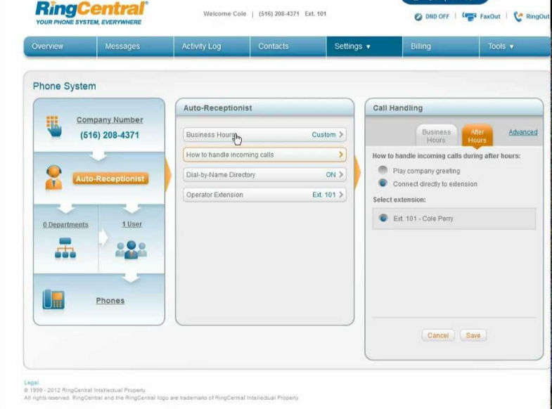 Скриншот (снимок экрана) RingCentral Office