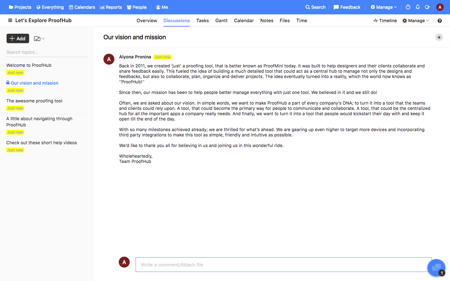 Скриншот (снимок экрана) ProofHub