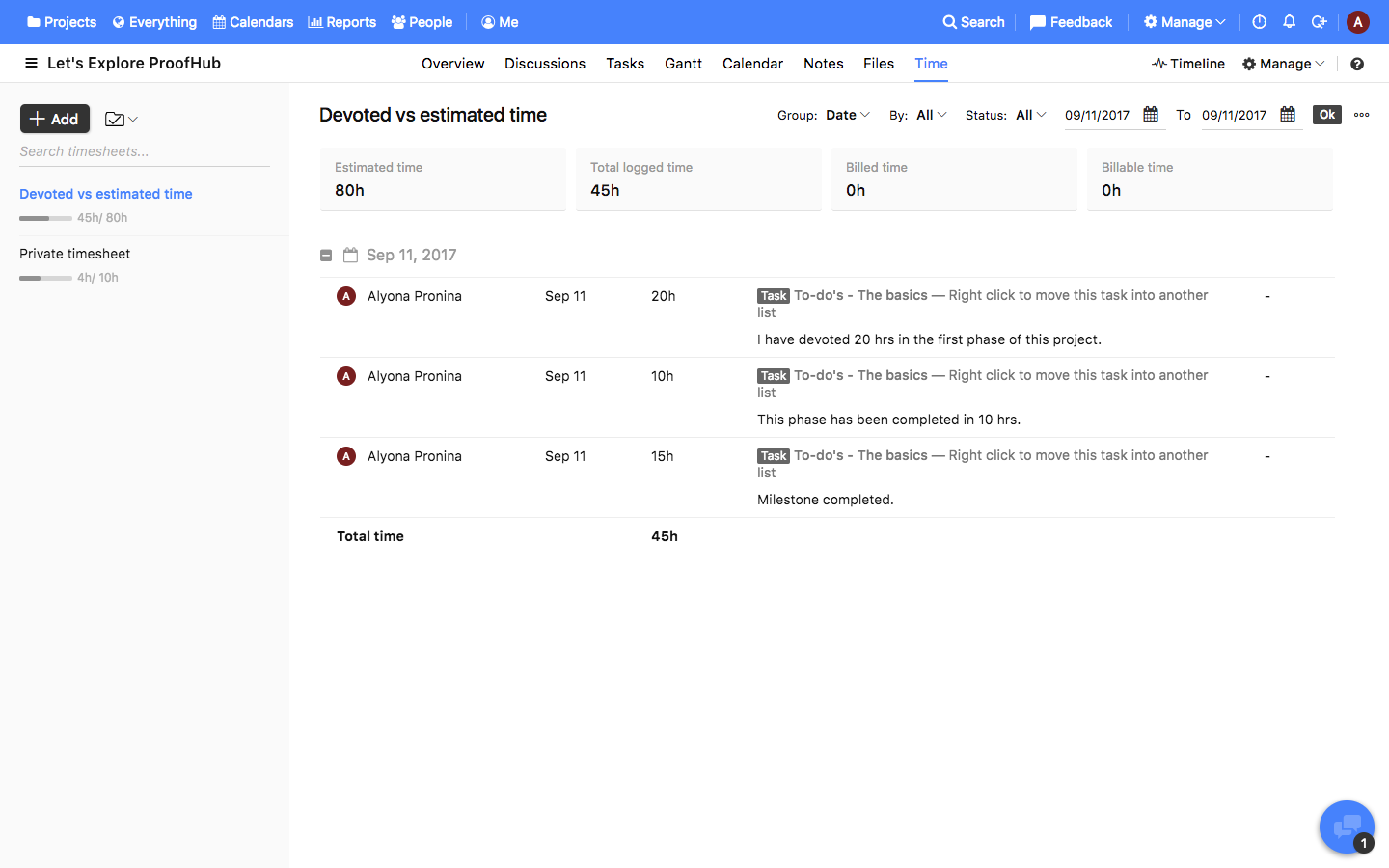 Скриншот (снимок экрана) ProofHub
