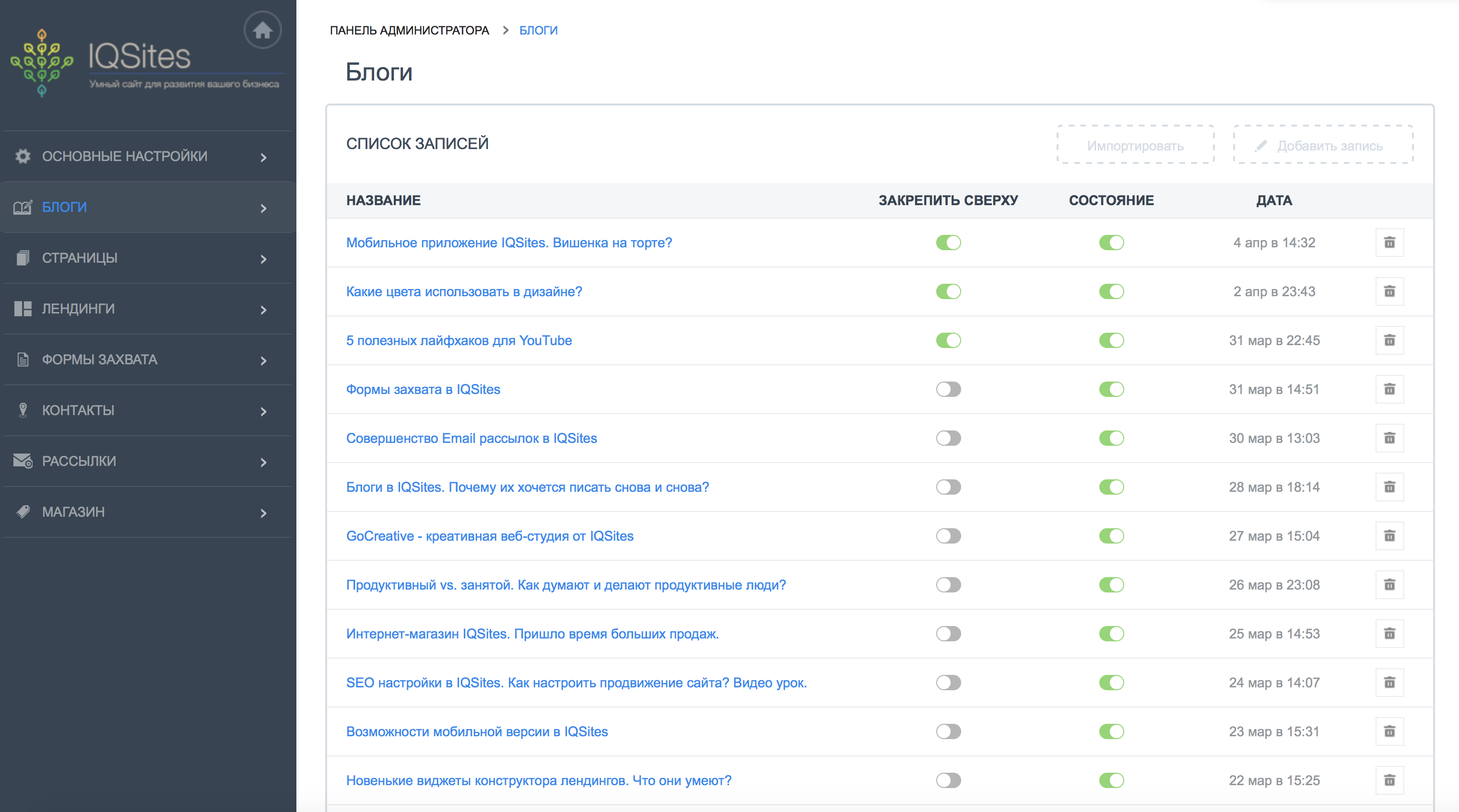 Скриншот (снимок экрана) IQSites