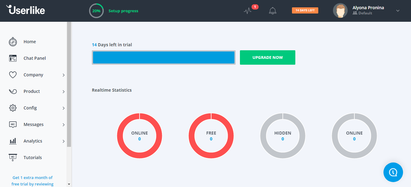 Скриншот (снимок экрана) Userlike Live Chat