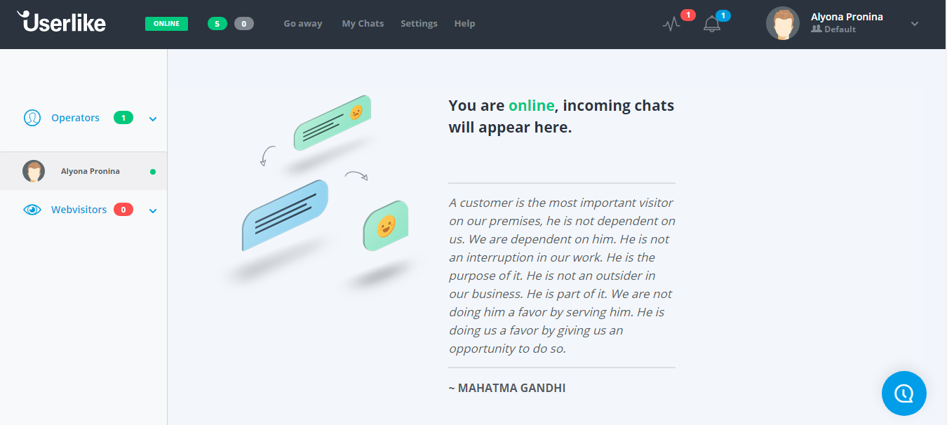 Скриншот (снимок экрана) Userlike Live Chat