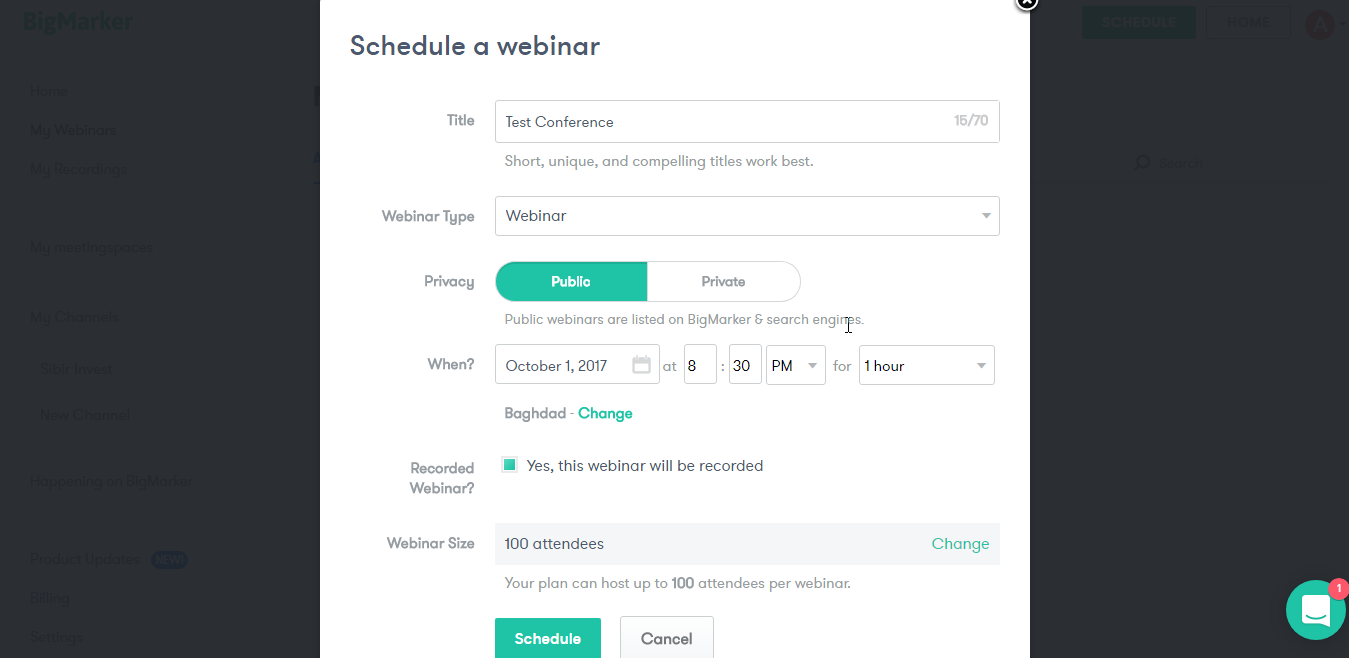 Скриншот (снимок экрана) BigMarker