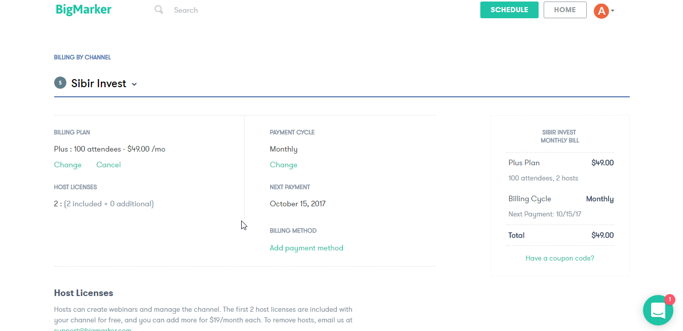 Скриншот (снимок экрана) BigMarker