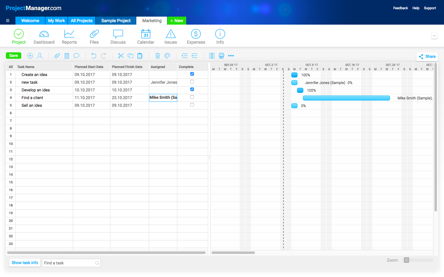 Скриншот (снимок экрана) Project Manager