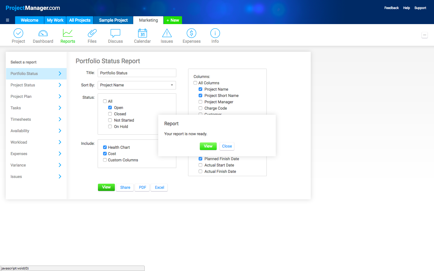 Скриншот (снимок экрана) Project Manager