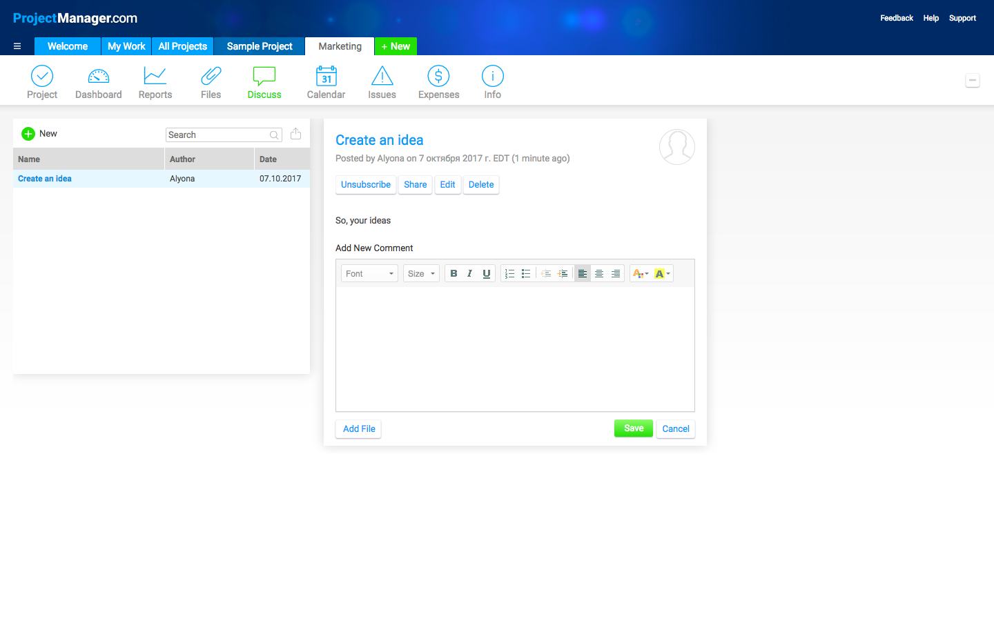 Скриншот (снимок экрана) Project Manager
