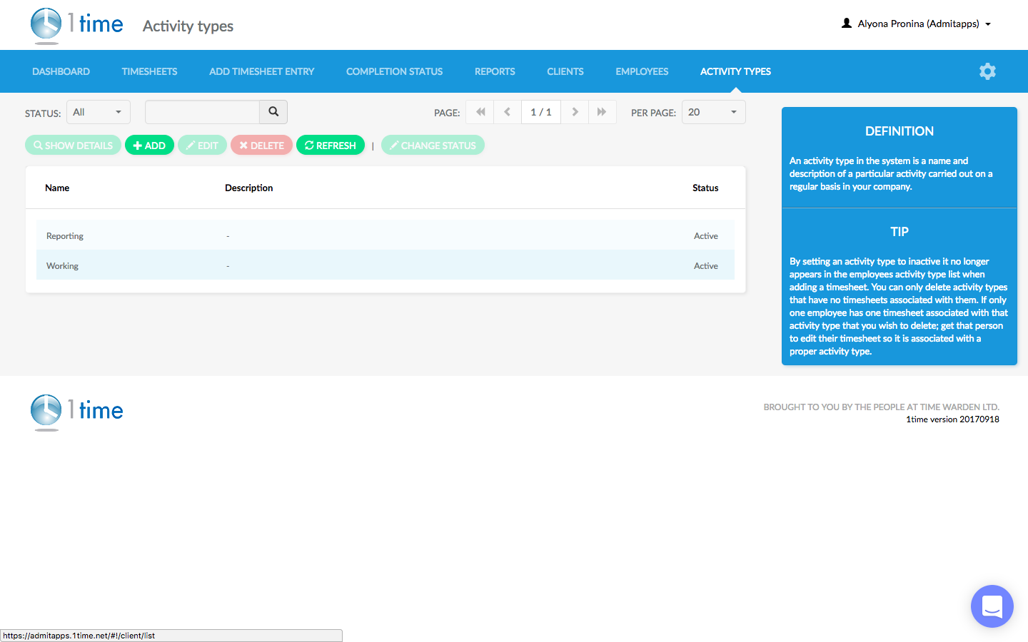Скриншот (снимок экрана) 1time